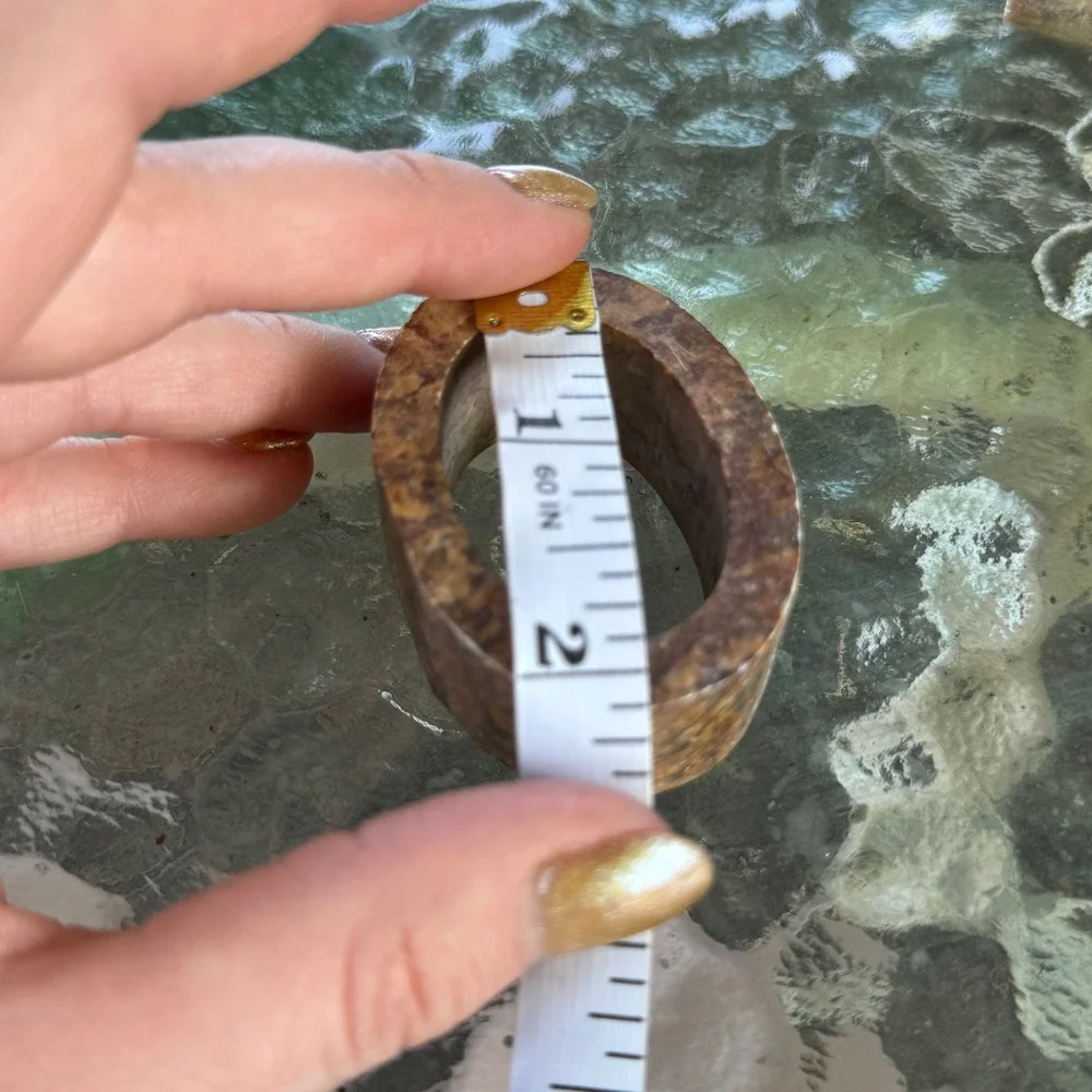 Vintage‎ Natural Stone Napkin Rings Set of 4 Earthy Marble Granite Jasper Tones